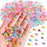 KRYMXAR 400 Stück Mini Schildkröten aus Harz, Leuchtende Mini Figuren für DIY, Schlüsselanhänger und Dekoration, 1.1 cm Länge, Farben Zufällig