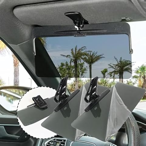Universal Car Sun Visor with Polarized Glare Protection, Sun Glare Blocker Extender Attachment for Driving, Anti Glare Car Visor for Safe Driving, Universal for SUV Family Automotive (Black_2pcs) Cover