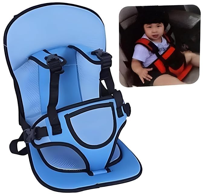 edihome Baby Car Seat Cushion with Safety Belt, Multicolor Portable Toddler Booster Seat & Sitting Mat, Thick Protective Cushion for Kids Chairs Baby car seat