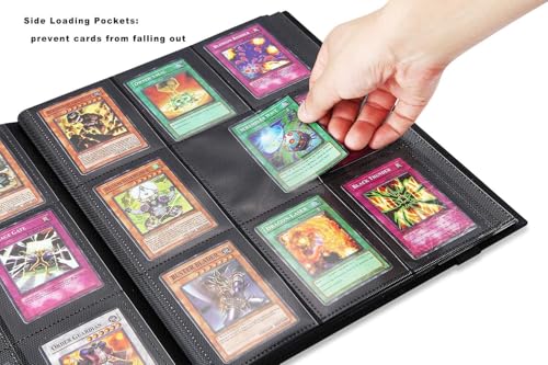 Image of Trading Card Binder Soft PP Material Elastic Strap, Store Cards with Sleeves,Black color (4 Pocket 160 Cards Capacity)