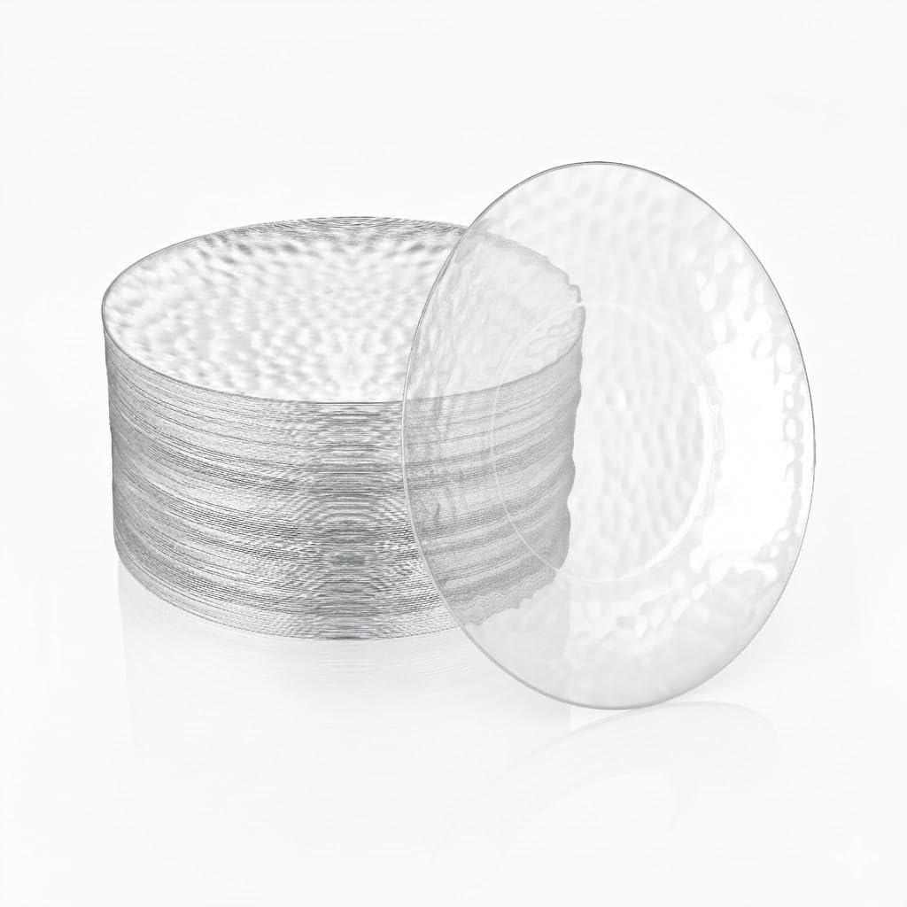 Photo 1 of R-kay 100 Pack Silver Plastic Plates - 6 Inch Hammered Silver Rimmed Sturdy, Durable And Extra Heavy duty Silver Plastic Dessert Plates Disposable - Appetizer Plates Disposable For All Occasions