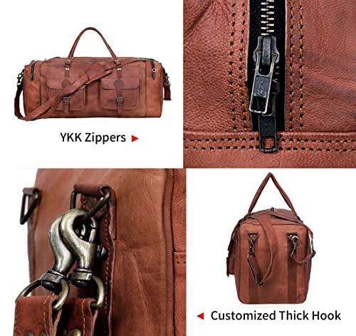 Leather Duffle Bag for Men Luggage Handmade Travel Bag Carry On Luggage Weekender Bags Overnight Gym Sports Cabin Holdall Bag For Airplanes Men And Women (30 Inch Brown) by cuero - Image 7