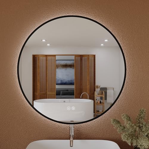 Miroir de Salle de Bain Rond Lumineux avec Éclairage LED - Fabriq...