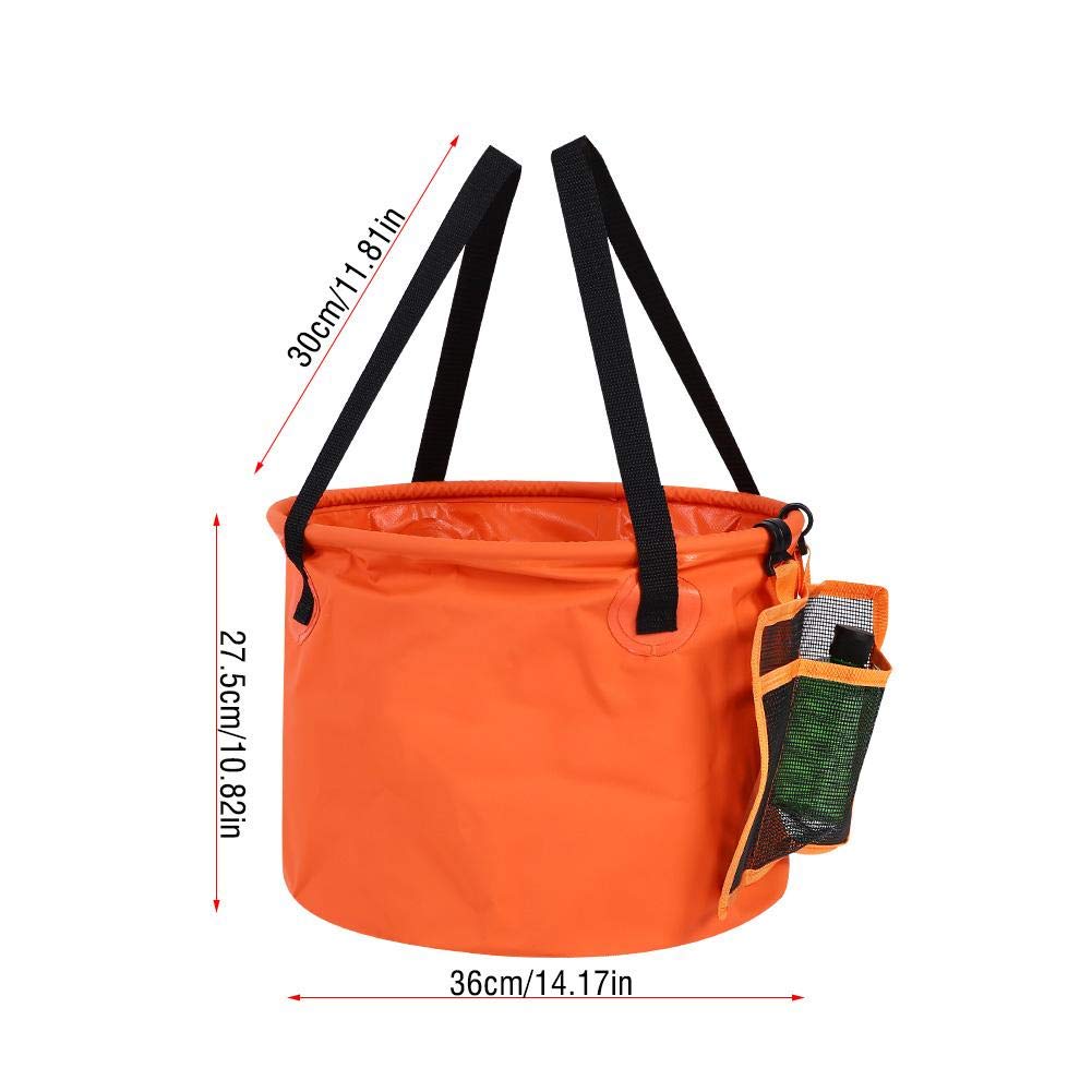 Wakects Secchio Pieghevole 30L per Campeggio, Viaggio e Giardinaggio, Bacinella d'Acqua in PVC con Rete
