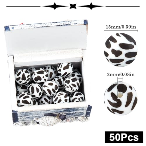 Perles en silicone vache 15mm pour perles rondes caoutchouc et loisirs créatifs - 3