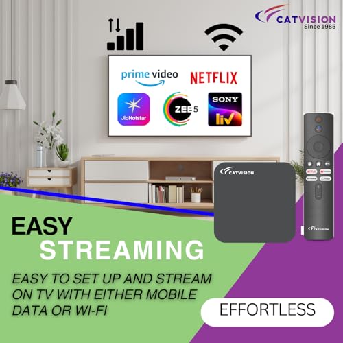Image of Catvision high-Performance Android | Android v12 | 4GB RAM |32GB ROM | Dual Band Wi-Fi | Bluetooth Remote | BIS Approved