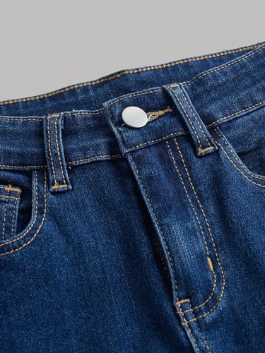 Milumia Girl's Raw Hem Stretchy Flare Jeans Bell Bottom Denim Long Pants with Pocket3