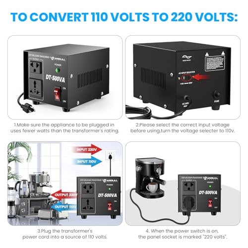 Anbull Voltage Converter 500W Voltage Transformer, Step Up Down 110v 220v, 220 to 110 Voltage Converter Heavy Duty Step Up & Down 50-60Hz3