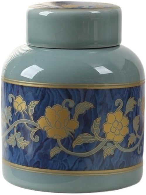SONGCHAO Sugar Jar Ceramic Tea Jar Sealed Jar Household Loose Tea Storage Container Jar Chinese Retro Loose Tea Tea Jar Kitchen Jar Tea Canister (Color : Large)