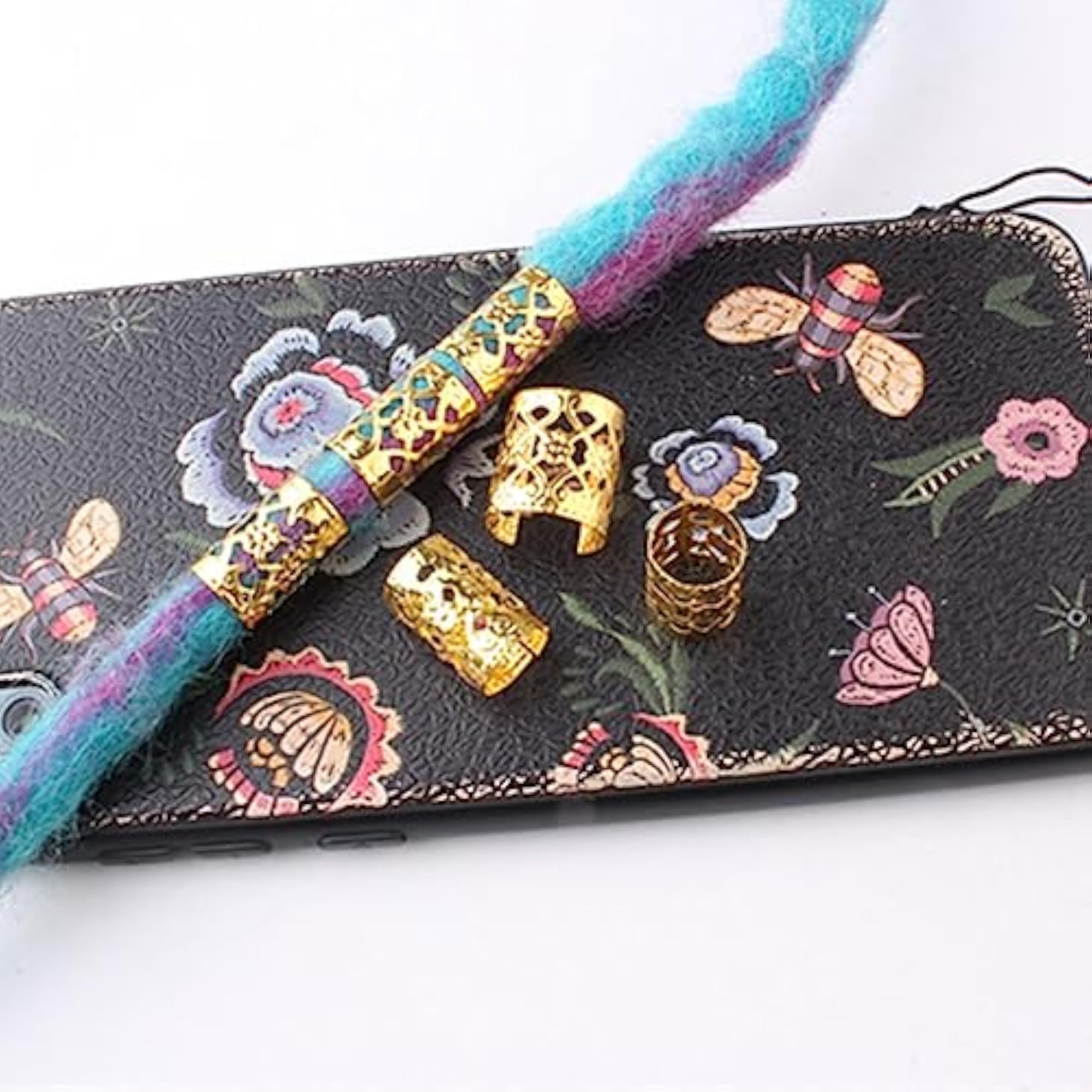 6x100 Pieces Dreadlocks Beads Metal Clips Cuffs Rings for Braids