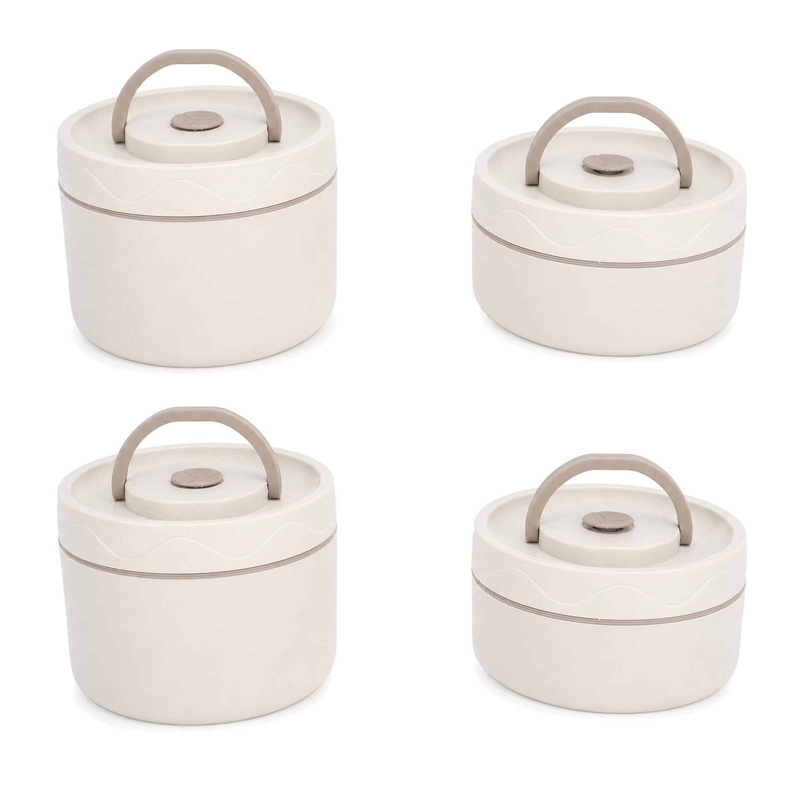 Tarro de Comida Aislado, Contenedor de Almuerzo de Acero Inoxidable, Caja Térmica Redonda a Prueba de Fugas con Tapa, Bolsa Térmica, para Viajes Escolares (4 cajas)