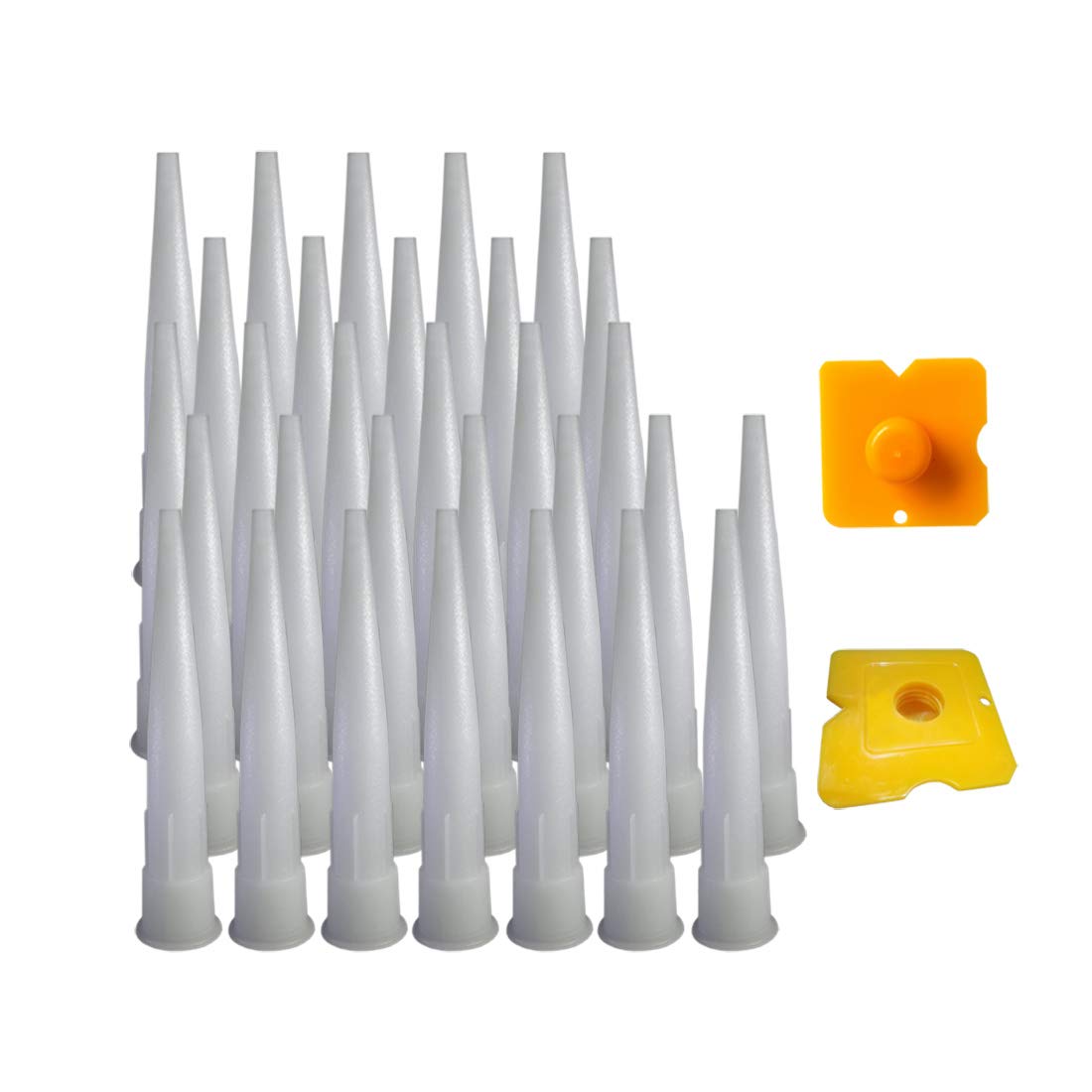 PUTECH 30-Pcs Caulk nozzles for caulking Gun and 2-Pcs Multi-Purpose Scraper, 32-Pack