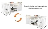 xixiworkshop Hochbett 90x200cm, Multifunktionales Jugendbett mit austauschbar Tisch/Schrank/Treppen/Leiter Bett mit Stauraum, Einzelbett Rausfallschutz ohne Matratze