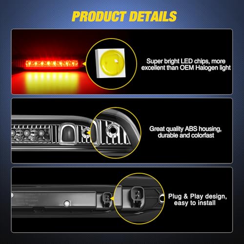 Image of Nilight Third Brake Light Tail High Mount 3rd Stop Lights Smoked Lens Compatible with Jeep Patriot 2007 2008 2009 2010 2011 2012 2013 2014 2015 2016 2017 Van SUV Rear Center Cab Lamp