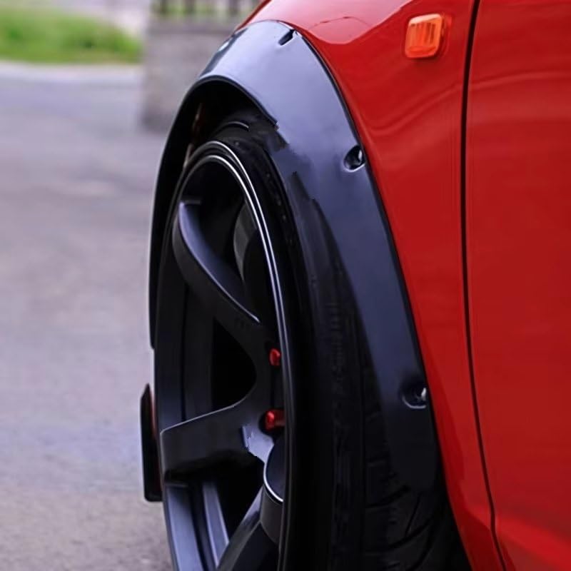Auto Faldillas 4 Protectores De Rueda Coche Flexibles Y Anchos PU Para Arcos Delanteros Traseros Universales, Accesorio Automotriz Coche Guardabarros(6)
