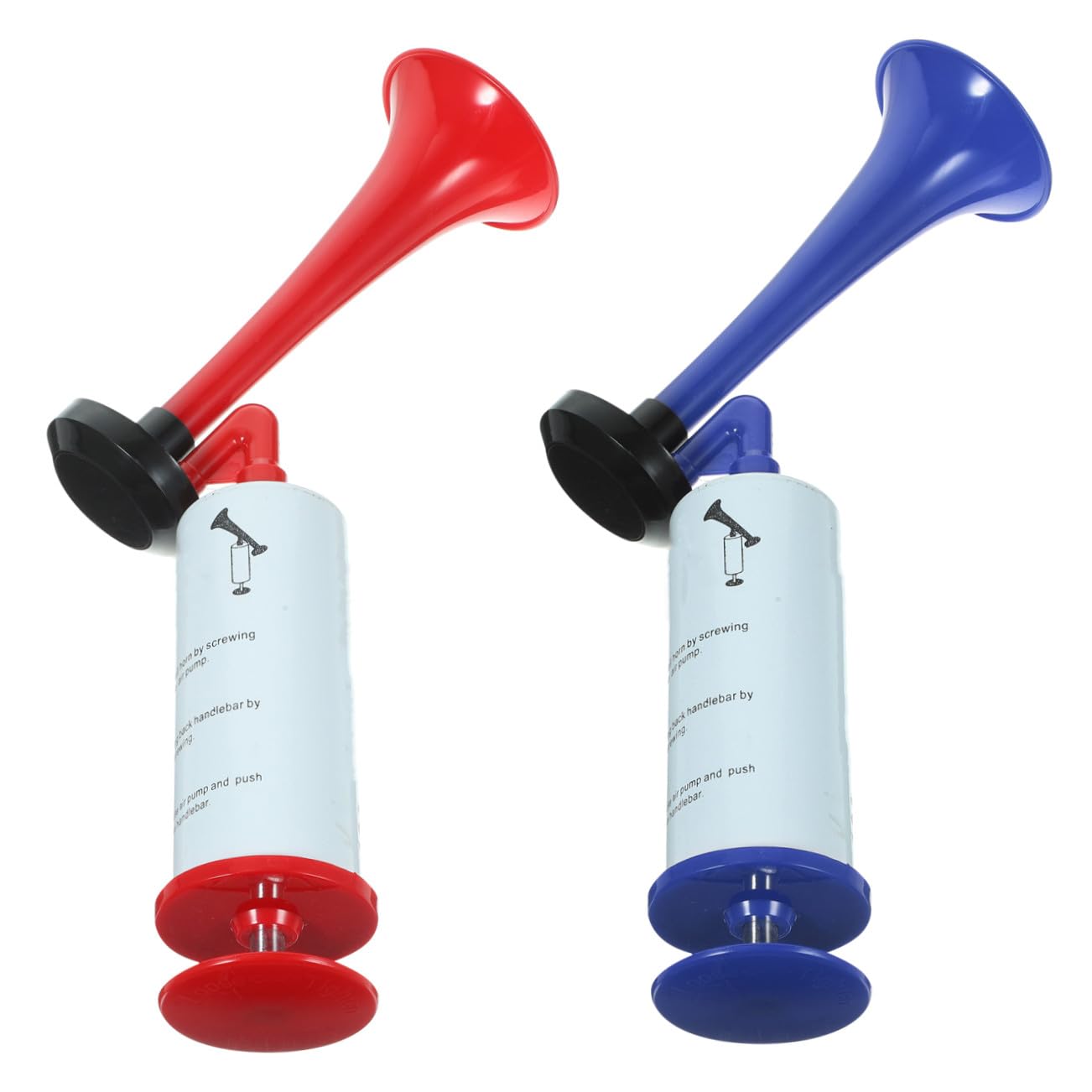 ORFOFE 2 Stück Handliches Air Horn Fan horn für Fußballfans Lautes Hand push Tröte Rote und Blaue Fanfare für Sportveranstaltungen Partys Jubel und Feierlichkeiten