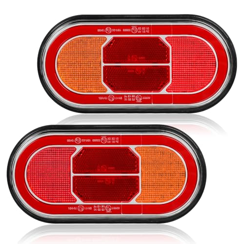 AOHEWEI 2 Luces traseras LED para remolque de 12/24 V, impermeable luz de posición de freno y luz de señalización dinámica para caravanas, tractores, camiones, furgonetas y camiones con marca E