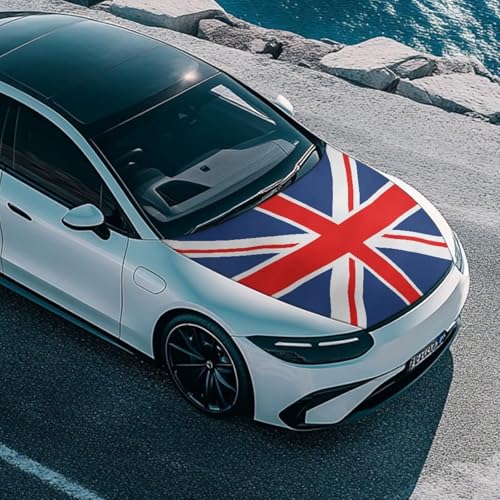Image of British Flag Car Hood Cover Protector for Most Vehicles Sedans Trucks SUVs, Classical British Flag Stretchable Auto Accessories, British Union Jack Flag Car Bonnet Banner