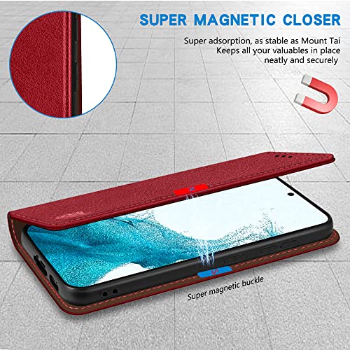 Image of ZZXX for Galaxy S23 Plus Wallet Case Strong Magnetic 6.6 inch,Red