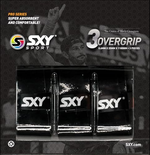 Pro Series Beach Tennis OverGrip 3-Pack - SXYtech, Super Soft, Absorbent, Adhesive on Both Ends, No Scissors Required (Black)