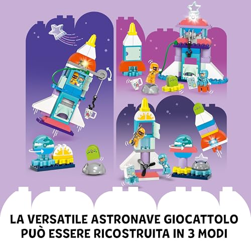 DUPLO Avventura dello Space Shuttle 3 in 1, Astronave Giocattolo da Costruire, Gioco Educativo per Bambini e Bambine da 3 Anni in su, Razzo Spaziale Didattico per i Fan della Scienza 10422 - Lego - Immagine 3