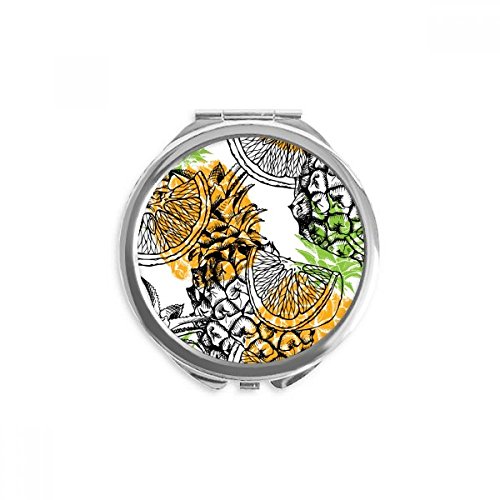Miroir de poche tropical fruit ananas pour retouches maquillage en voyage et terrasse