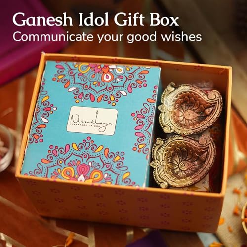 Image of Nirmalaya Premium Sacred Backflow Ganpati Idol Gift Box | Navratri & Housewarming Gift Set | Ganesha Idol with Backflow Incense Cones, Toran & Terracotta Diyas | Spiritual Diwali Pooja Gift Hamper