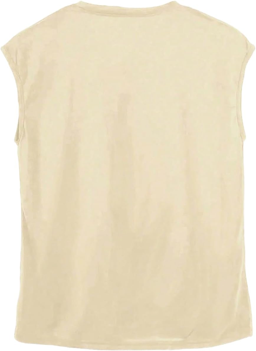 RoseSeek Retro Graphic Tank Top for Men Crew Neck Summer Sleeveless Tops Hippop Streetwear Large Mix Apricot