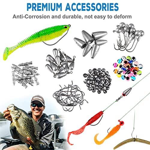 PLUSINNO 292-teiliges Angelzubehör-Set, Angelzubehör-Box mit Angelzubehör, Angelhaken, Angelgewichte, Spinnerklinge, Angelausrüstung für Barsch, Bluegill, Crappie