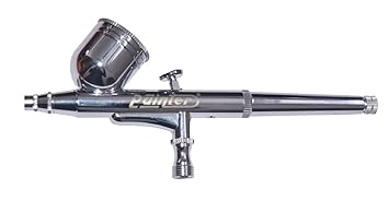 Painter Spray Gun (LABEL) Double Action Airbrush- For Makeup, Tattoo & Bakery Use (Ab-19), Silver