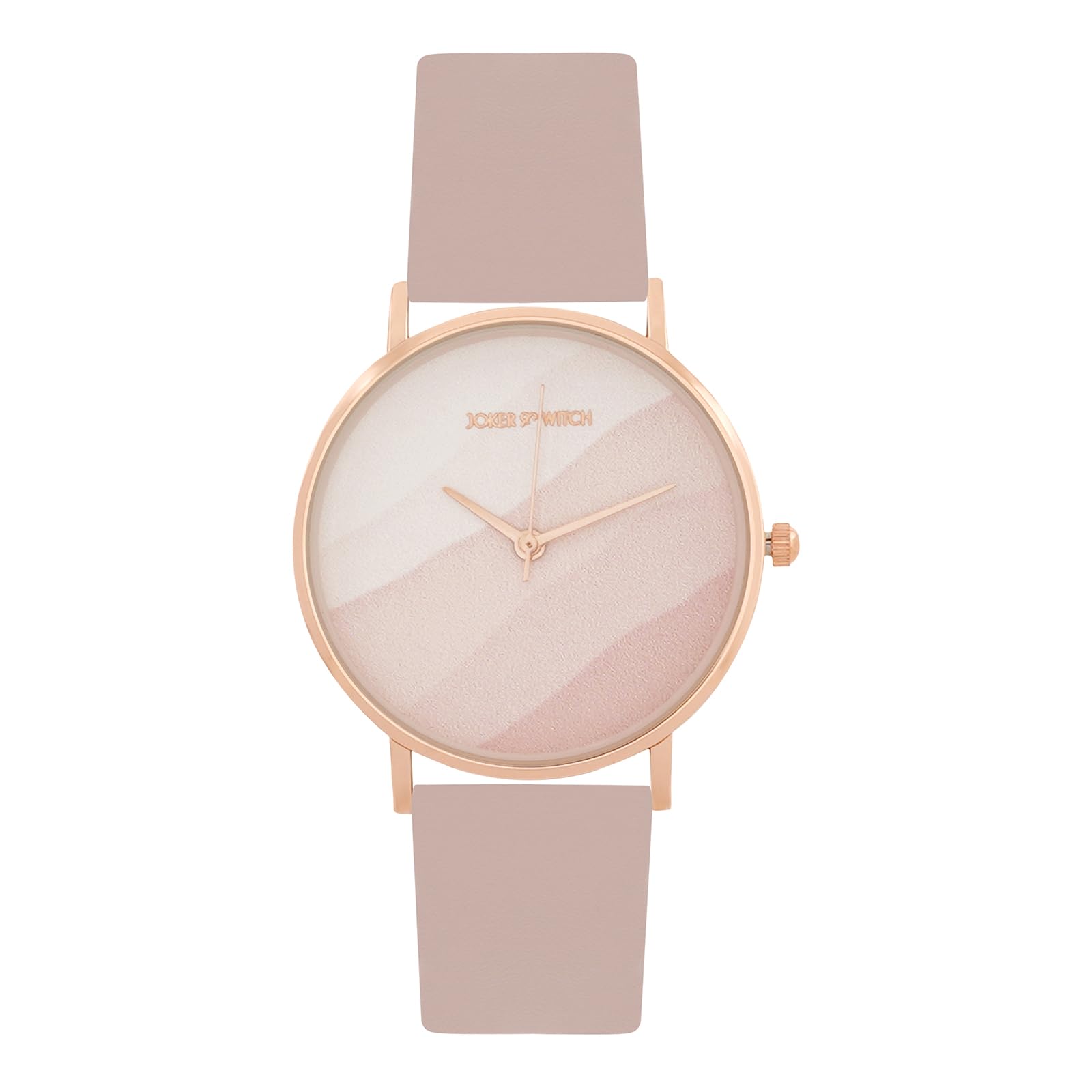 Joker and Witch Vibrant 36mm Pink Dial 18mm Pink Faux Leather Strap Watch for Women-image-6