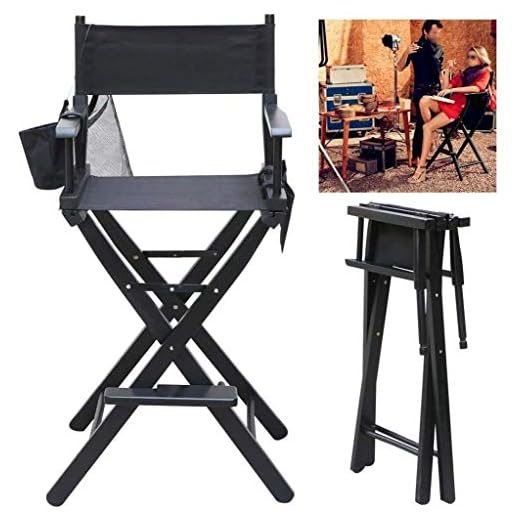 DDPP Silla de Director, Cátedra telescópica Director del Artista de Maquillaje Telescopio Plegable Silla de Maquillaje portátil Ligero con Bolsas Laterales