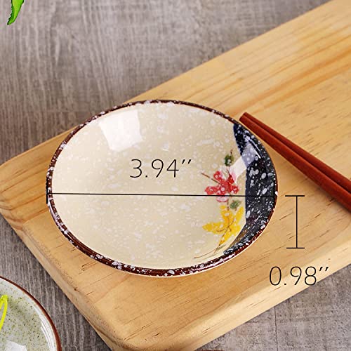 WHJY Japanese Retro Porcelain Side Dish Ceramic Side Dishes Bowl Seasoning Dishes Soy Dipping Sauce Dishes - Set of 5 - Image 3