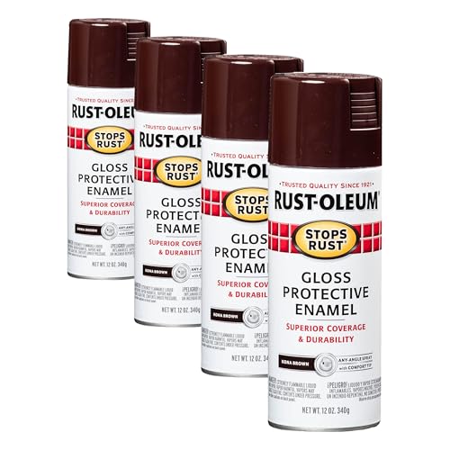 Image of Rust-Oleum 267112 Stops Rust Spray Paint, 12 oz, Gloss Kona Brown (Pack of 4)