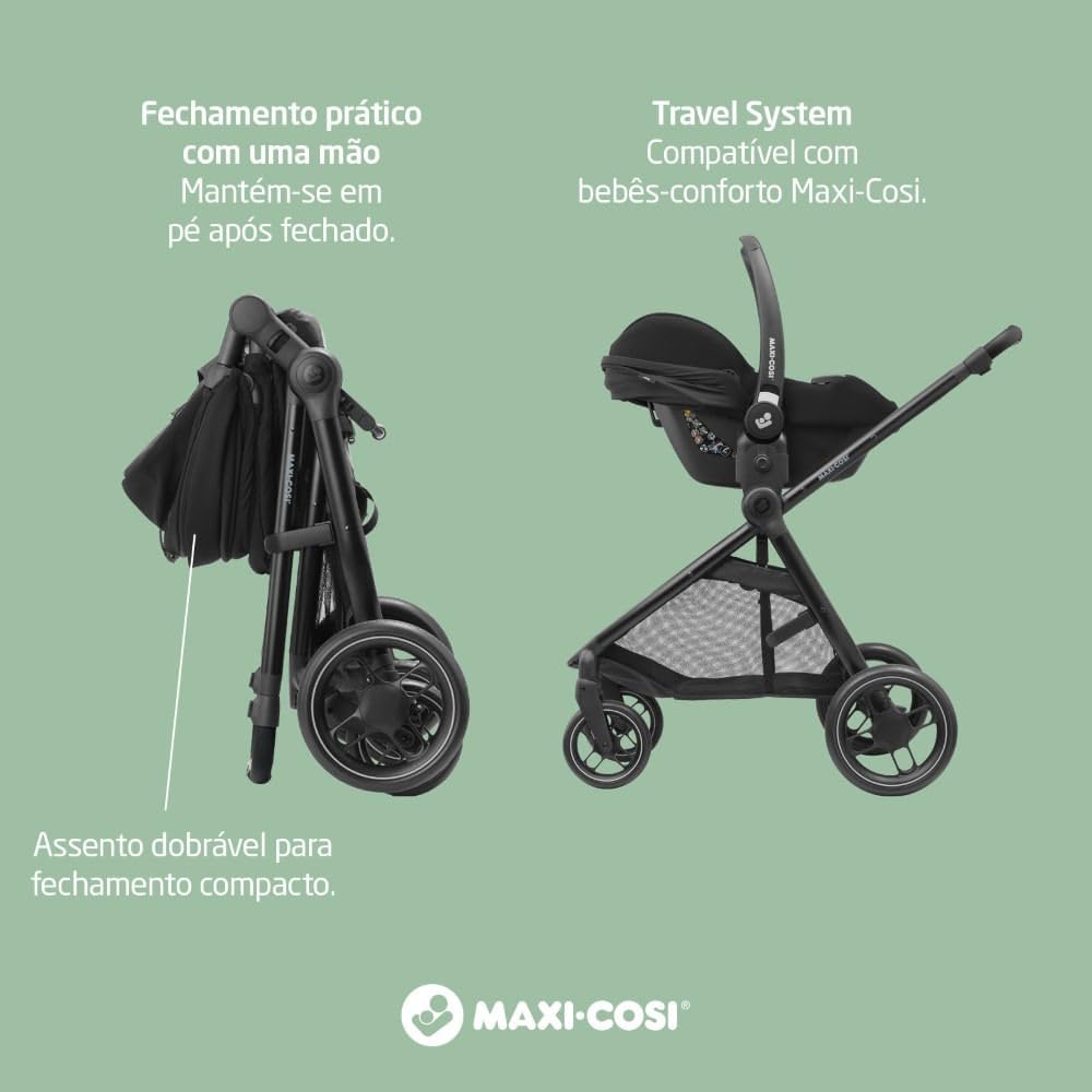 Maxi-Cosi, Travel System Anna³ Trio, com Giro 360° e Isofix, Essential Black Moda