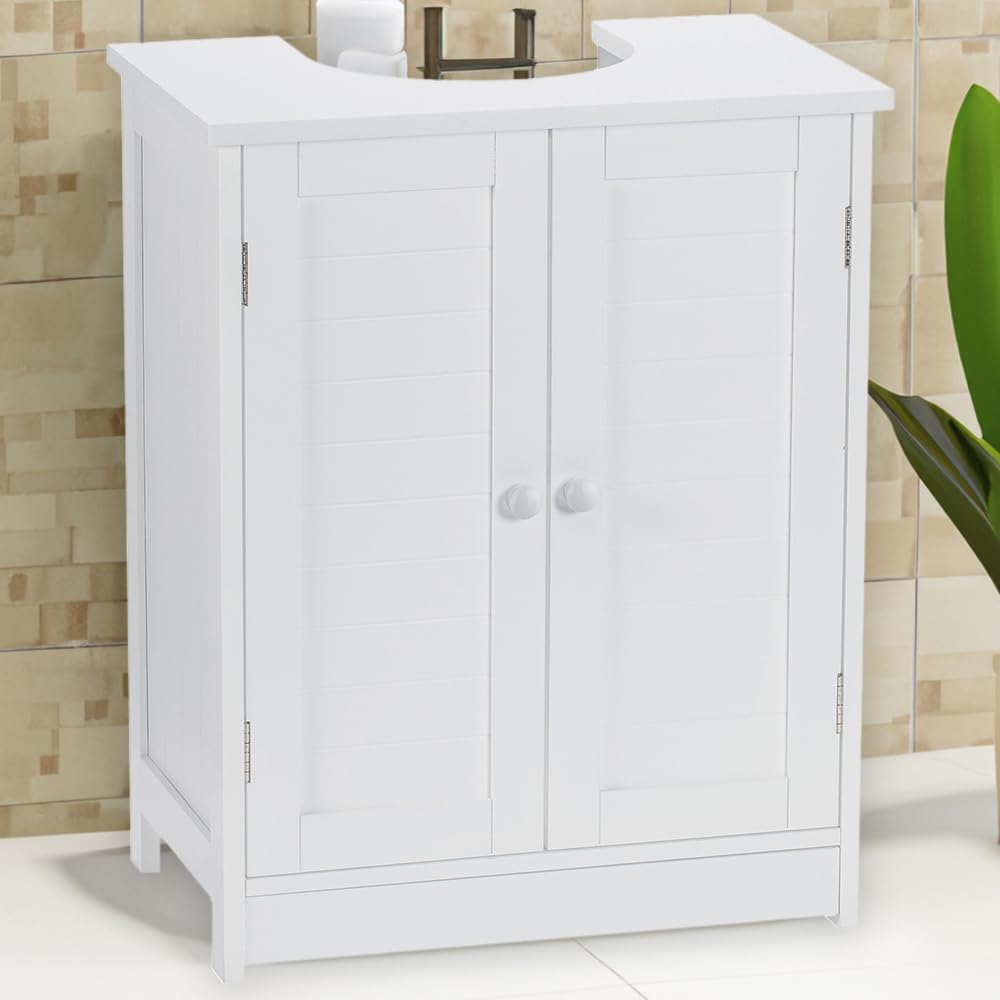 wilko Kingston Sink Console, Bathroom Vanity Unit, White, 48cm Width x 30cm Depth x 60cm Height