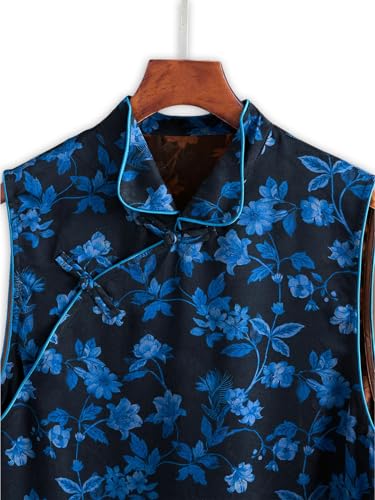 Chaleco de seda para mujer HangErFeng floral negro cuello dinastía Ming 2