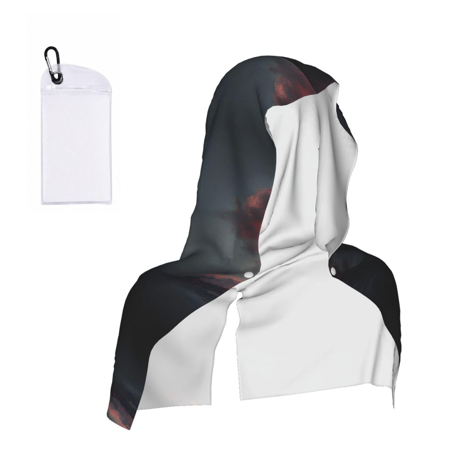 EZDLOWVBA Volcano Print 2 Pack Cooling Hoodie Towels,Sports Headscarf, Neck Wrap Scarf,Breathable Cooling Towel For Neck And Face, Travel, Swimming, Training