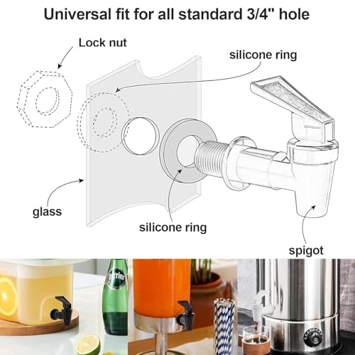 6 Stück Kunststoff Getränkespender Zapfhahn, Wasserspender Ersatzzapfen, Ersatzhahn, geeignet für Kalte und heiße Getränke, für Bierfass, Glas, Kaffee, Saft, Trinkbrunnen, Schwarz und Weiß