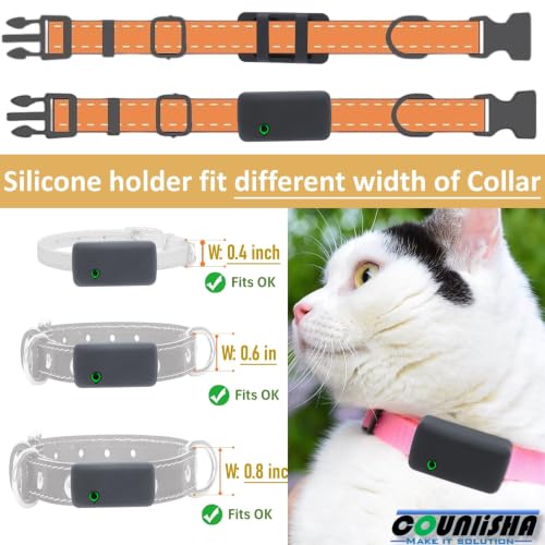 Silikon-Halterung, kompatibel mit Tractive Cat Mini-Tracker, Gummi-Zubehör, Kratzfest, sichere stabile GPS-Katzenfinder-Hülle mit Gurt für Haustierhalsband, Schwarz