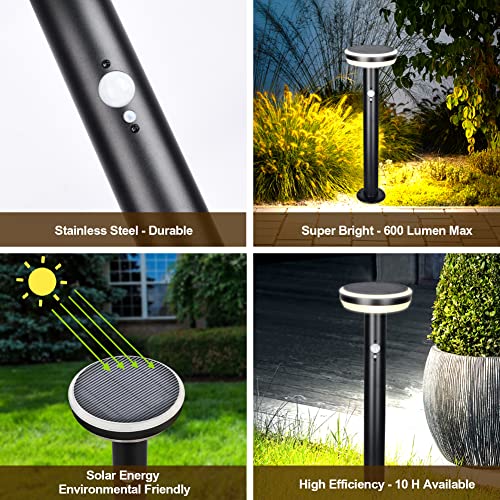 Brimmel Solar Garden Light Outdoor, Path Light Super Bright 600 Lumen Led Landscape Lamp, Motion Sensor Dusk-To-Dawn Auto On/Off Waterproof Cordless Light For Driveway Walkway, Solar Powered, 20" #TOP2