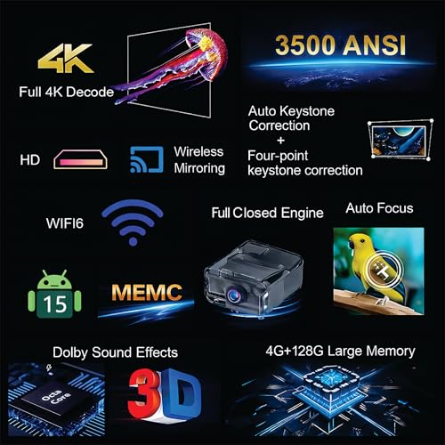 Image of BORSSO Ultima Curve Ultra, Android 15 (4GB+128GB) Octa Core CPU, Closed Engine, 4K HDR10+, MEMC, Projector 4K Ultra HD, Ultra Bright 3500 ANSI, Full Automatic (OA + AF + TILT), HDMI ARC, BT 5.4