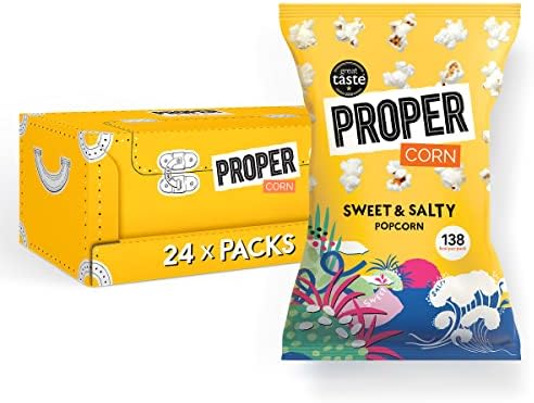 PROPER Sweet & Salty Popcorn 24 x 30g Multipack, Source of Fibre