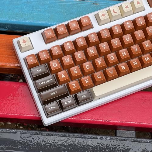Image of Fogruaden PBT Keycaps Set, SA Profile Custom Keycap for Mechanical Keyboard Keycaps(SA Coffee)