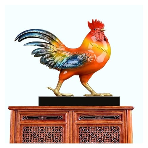 Statue de poulet artistique en laiton de bon augure, cadeau idéal pour collection de bureau