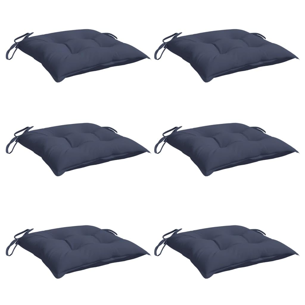 vidaXL Coussins de Chaise Lot de 6 Bleu Marine 40x40x7 cm Tissu Oxford