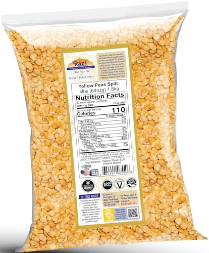 Image of Rani Yellow Peas Split, Dried (Vatana, Matar) 64oz (4lbs) 1.81kg Bulk ~ All Natural | Vegan | Gluten Friendly | Kosher | Product of USA