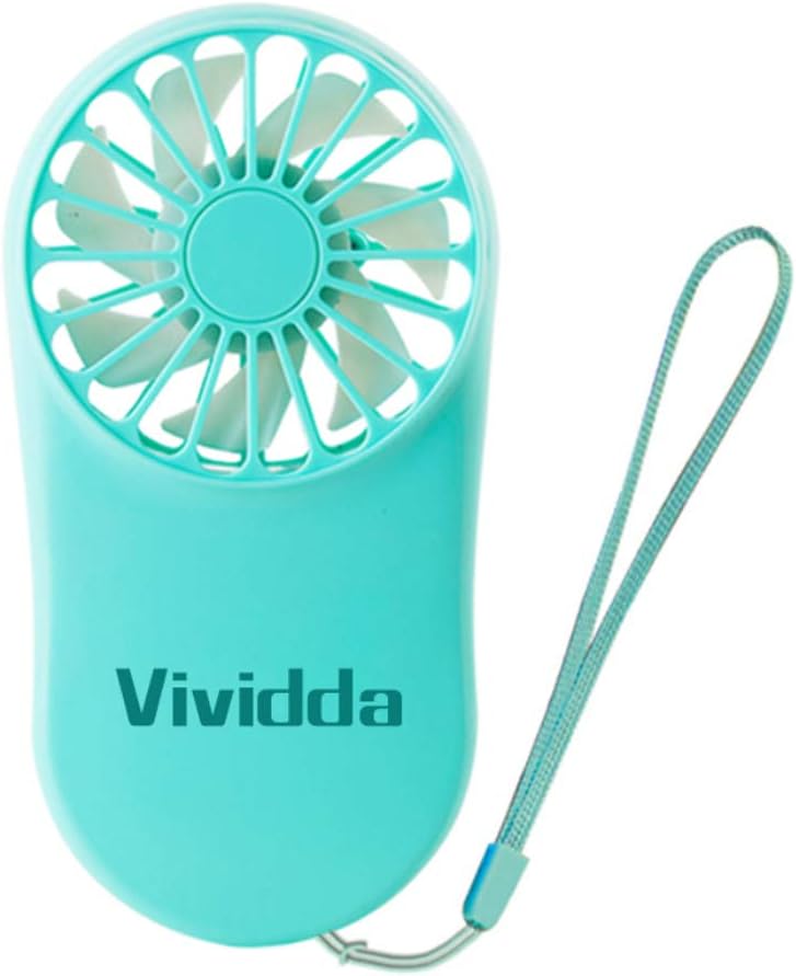 Portable Mini USB Fan Silent Hand Held Fans Battery Operated Rechargeable Hand Fan, 3 Speeds Light Electric USB Cooling Fan for Home Office Travel and Outdoor (Blue)