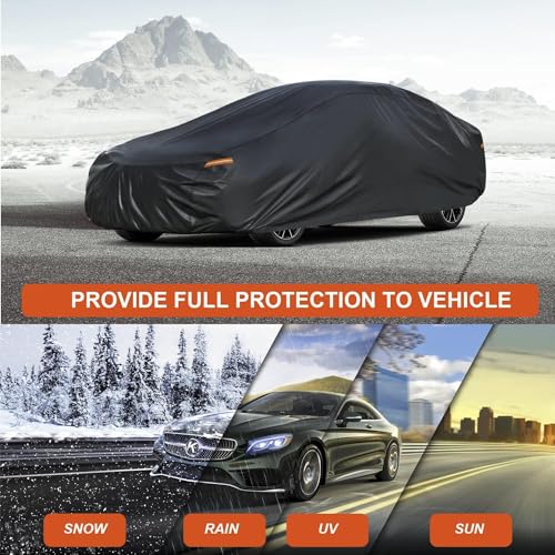 Kayme Car Cover Waterproof All Weather for Large Sedan,Outdoor Cover Fit for Ford Crown Victoria, Cadillac DTS, Grand Marquis, Lincoln Continental Town Car, Chevy Impala Caprice (209 to 218 inch) - Thumbnail 5