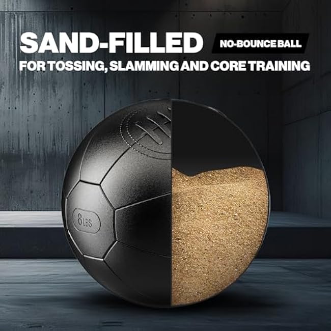 Weighted Medicine Ball 8lb, Wall Ball, Soft Leather Medicine Balls for Exercise with Grip Enough for Core Strength Training, Balance, Recovery and Full-Body Workout, Black